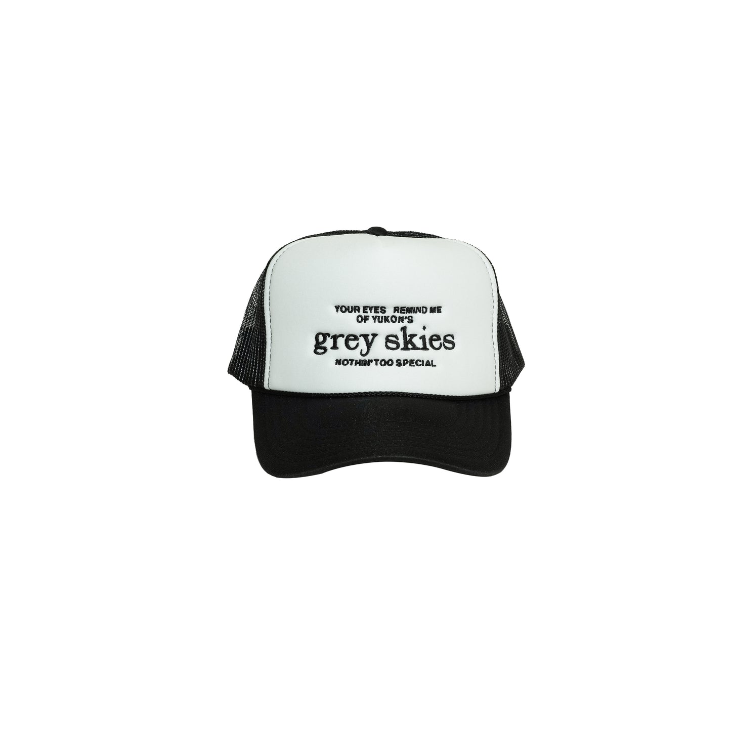 Grey Skies “NTS” Trucker Hat (Black)