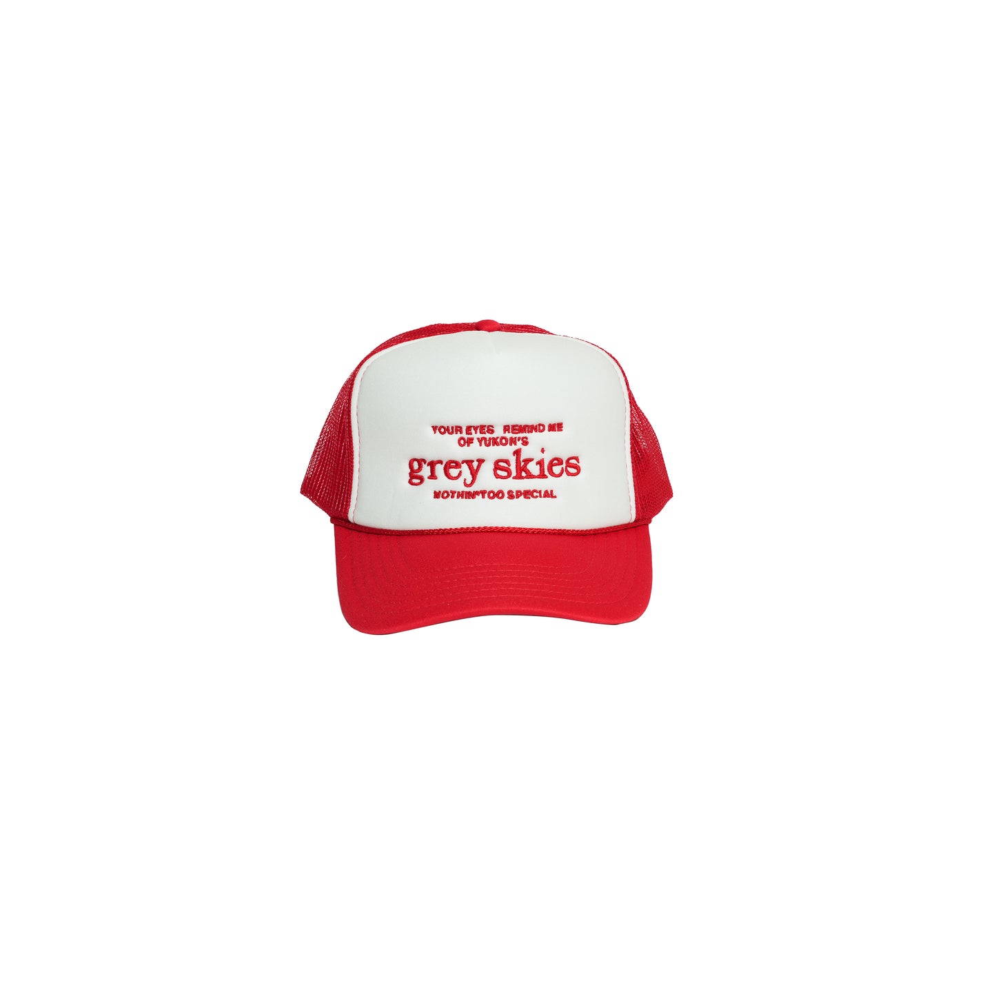 Grey Skies “NTS” Trucker Hat (Red)